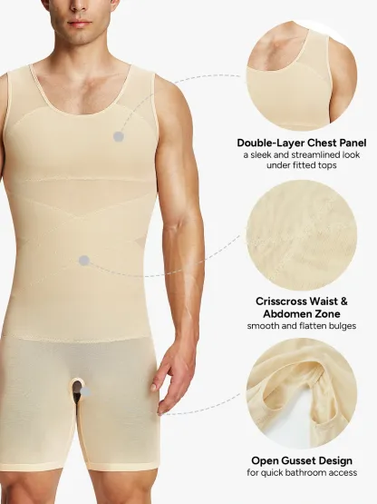 Men's Mesh Tummy Control Bodysuit