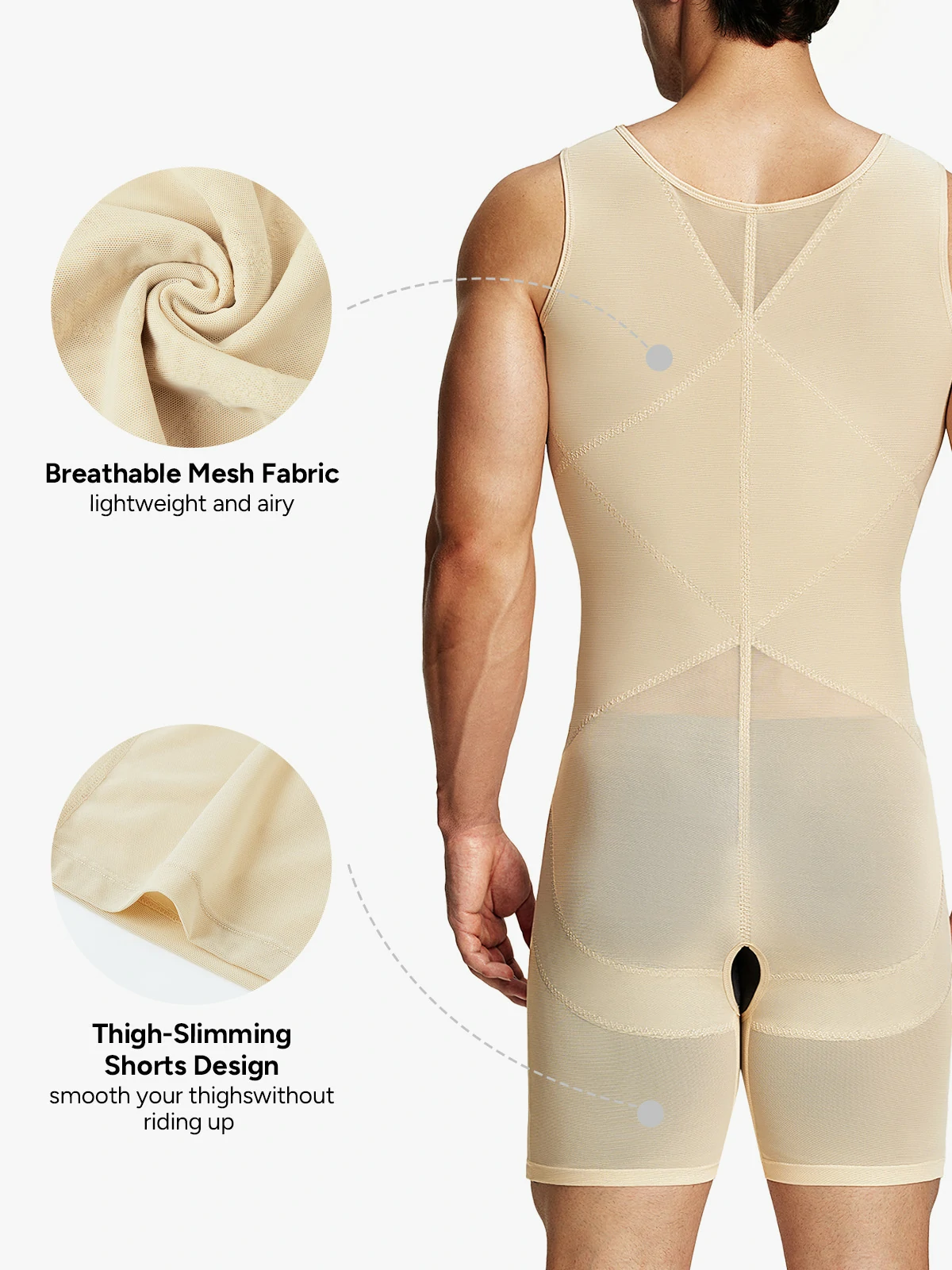 Men's Mesh Tummy Control Bodysuit