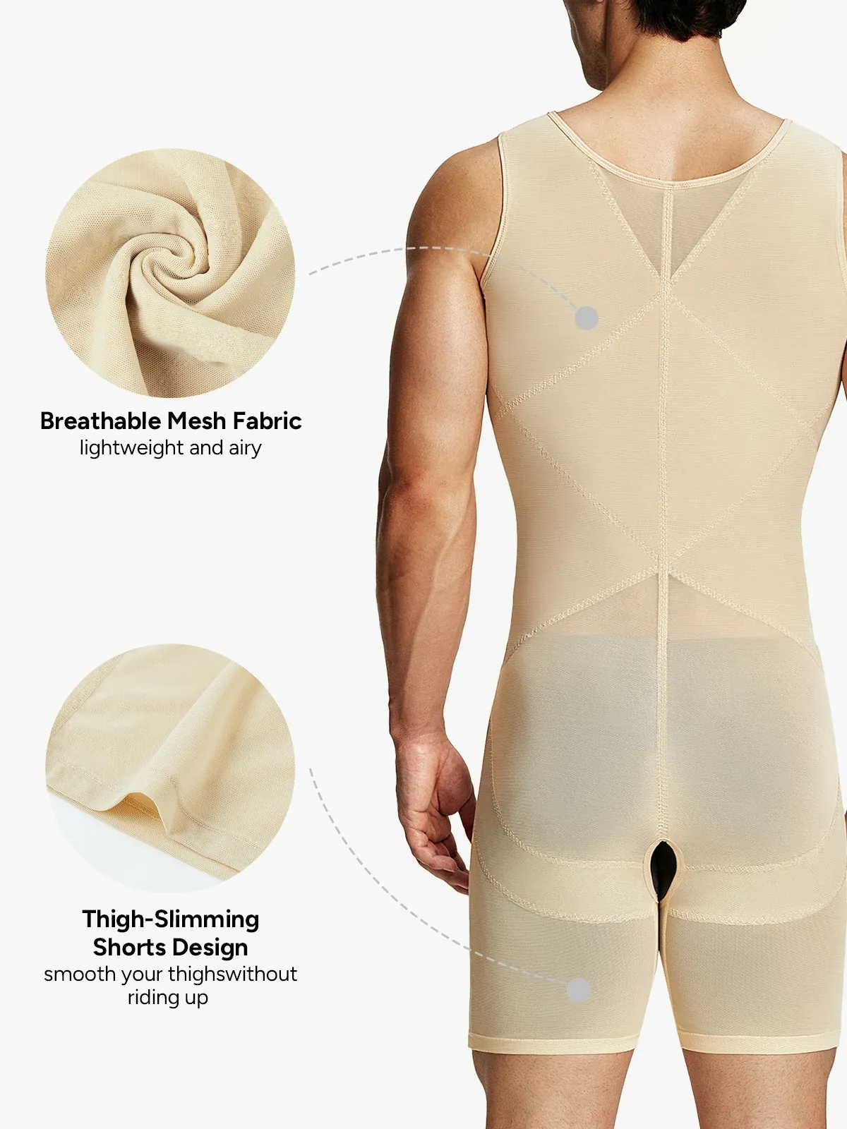Men's Mesh Tummy Control Bodysuit