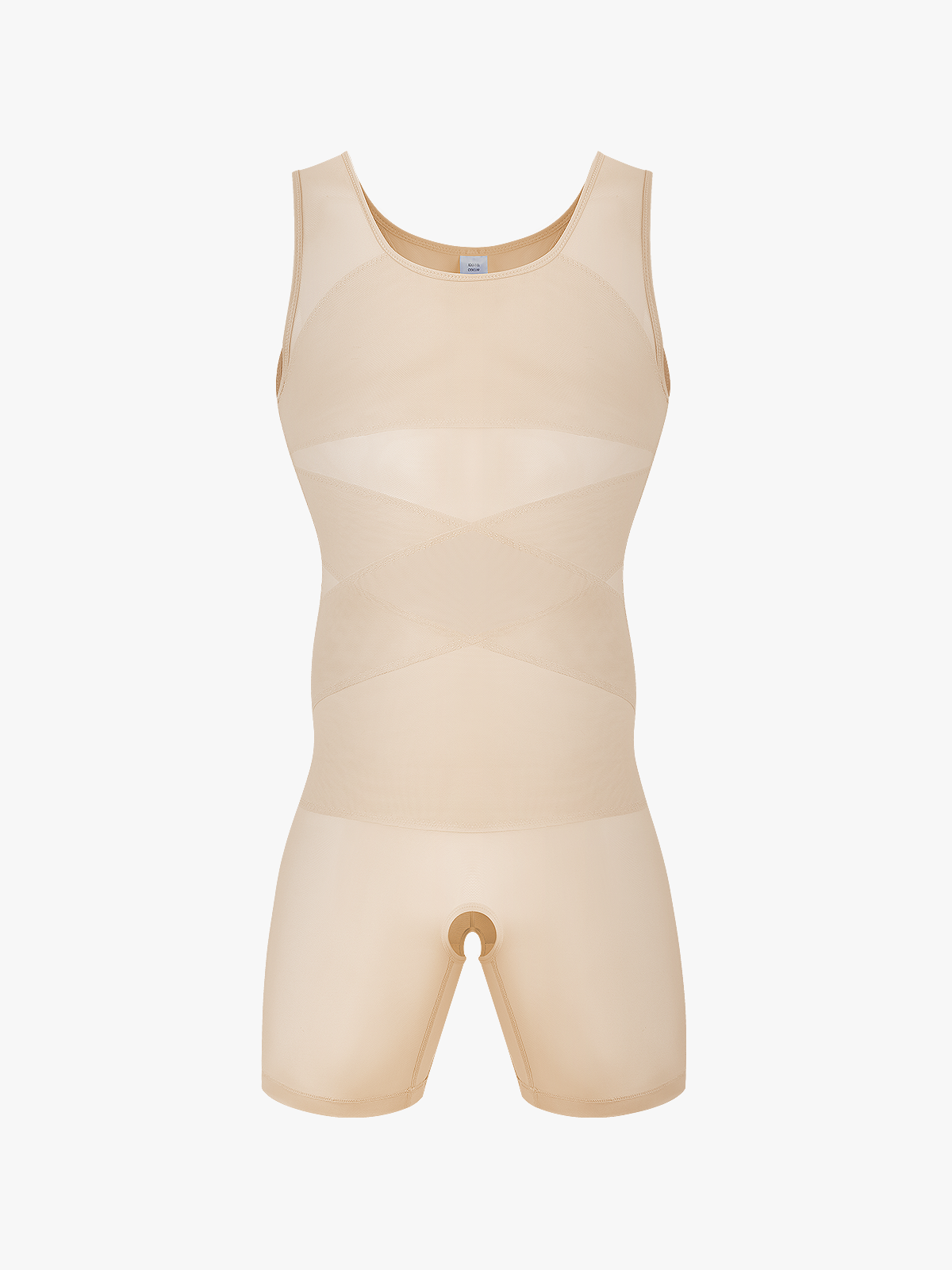 Mesh Tummy Control Crotch Opening Workout Shapewear Bodysuit-Nebility