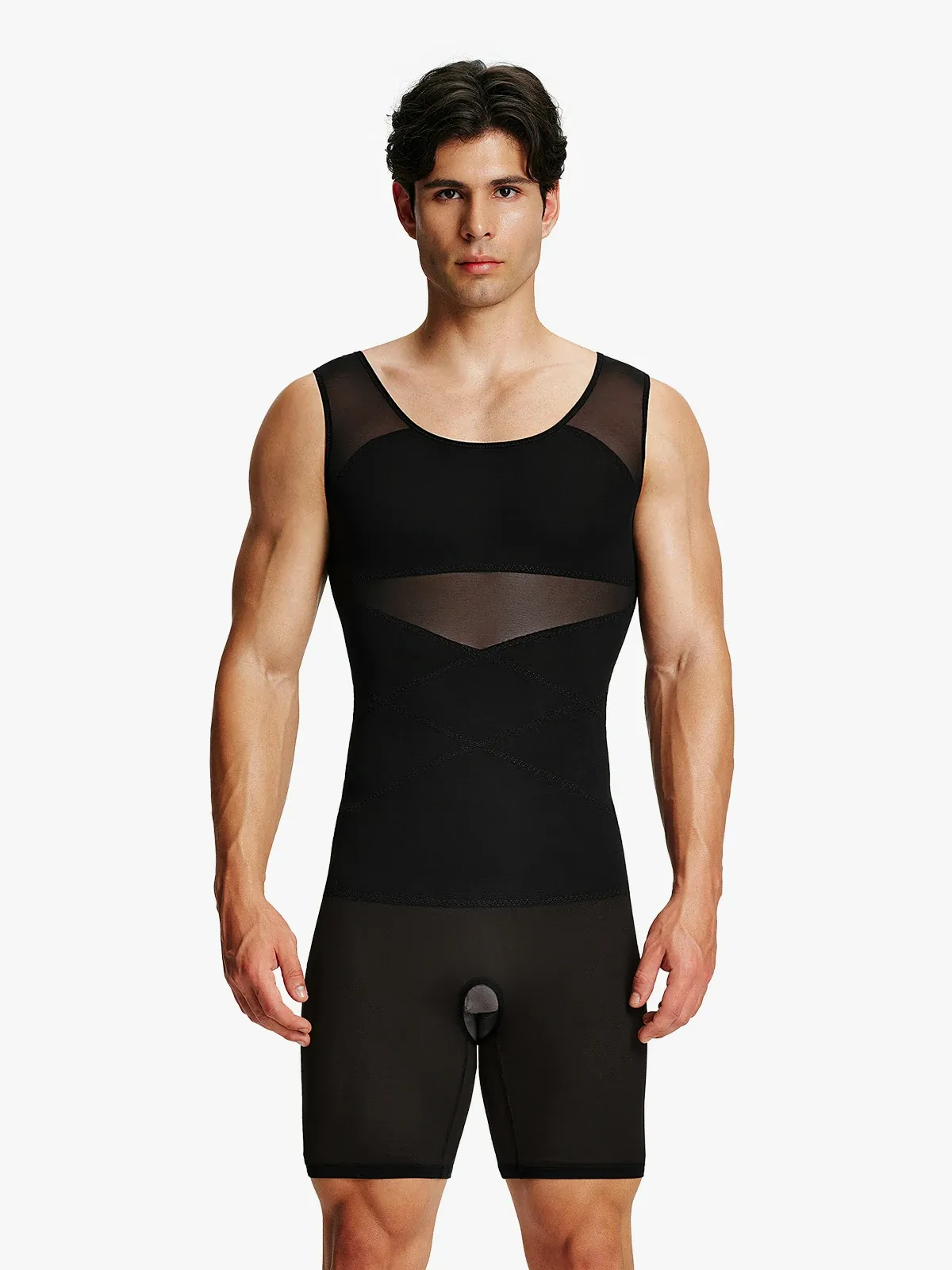 Men's Mesh Tummy Control Bodysuit
