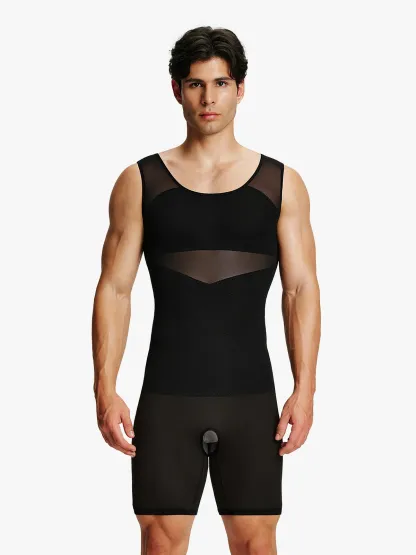 Men's Mesh Tummy Control Bodysuit