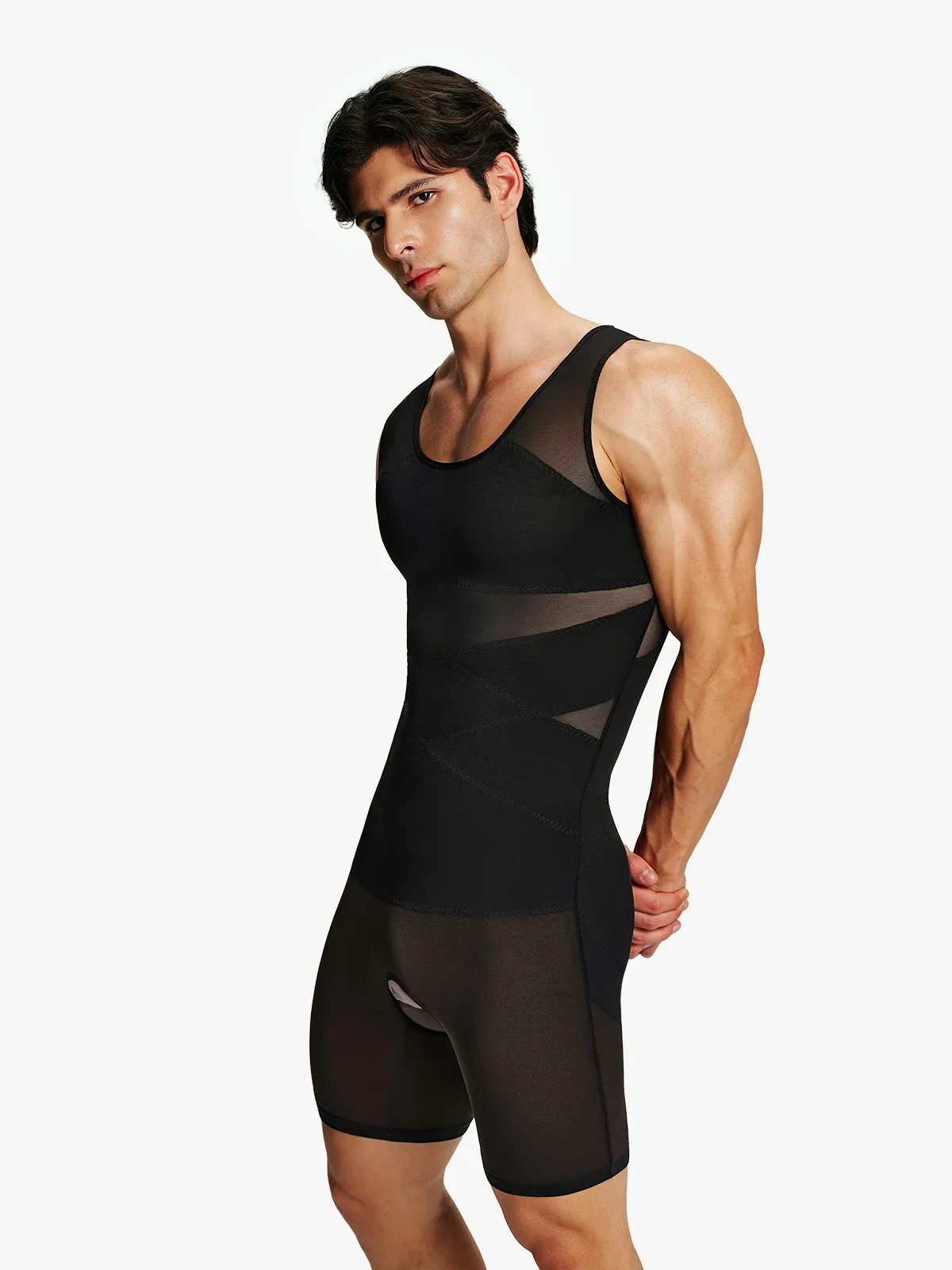 Men's Mesh Tummy Control Bodysuit