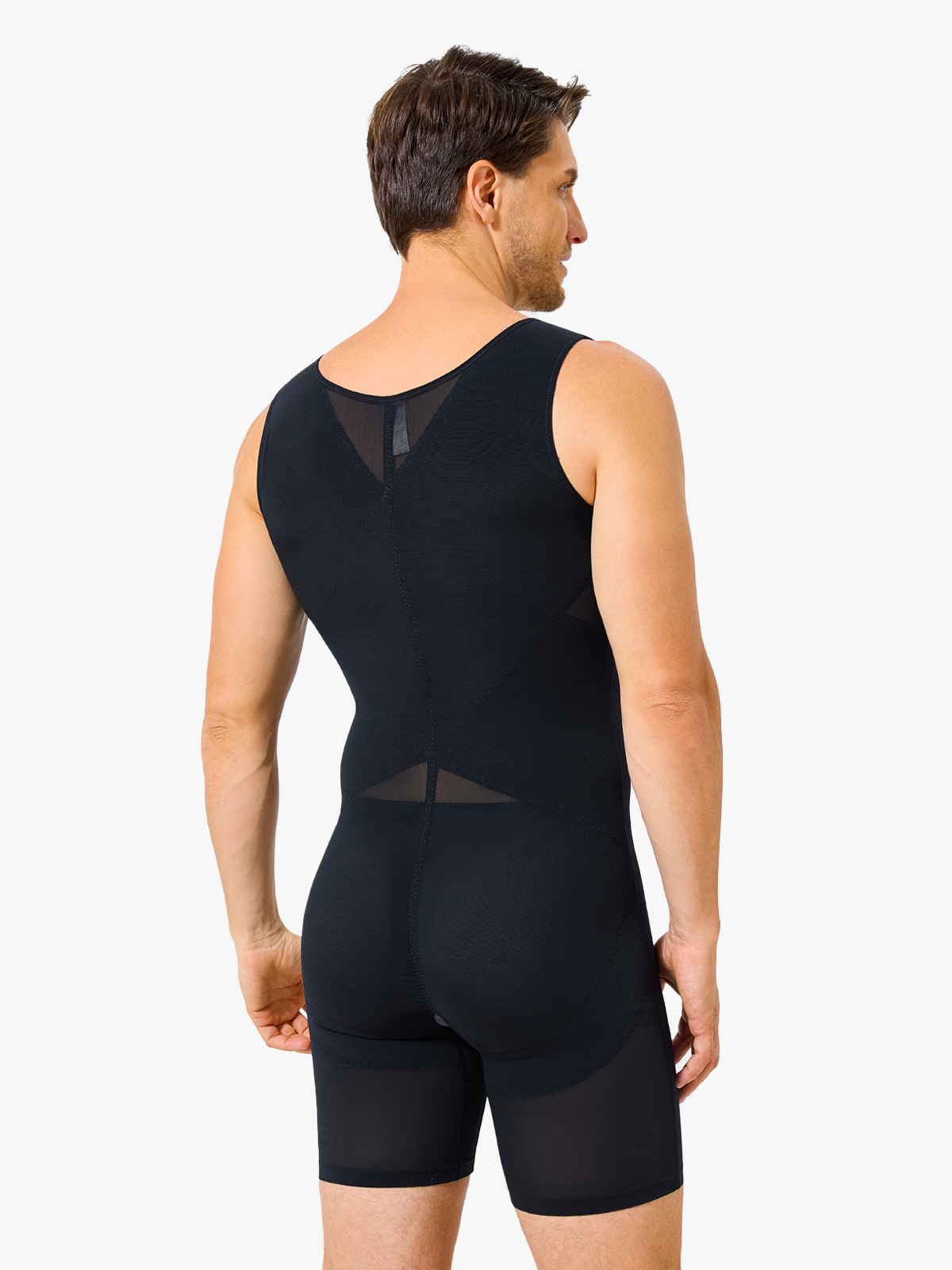 Mesh Tummy Control Crotch Opening Workout Shapewear Bodysuit-Nebility