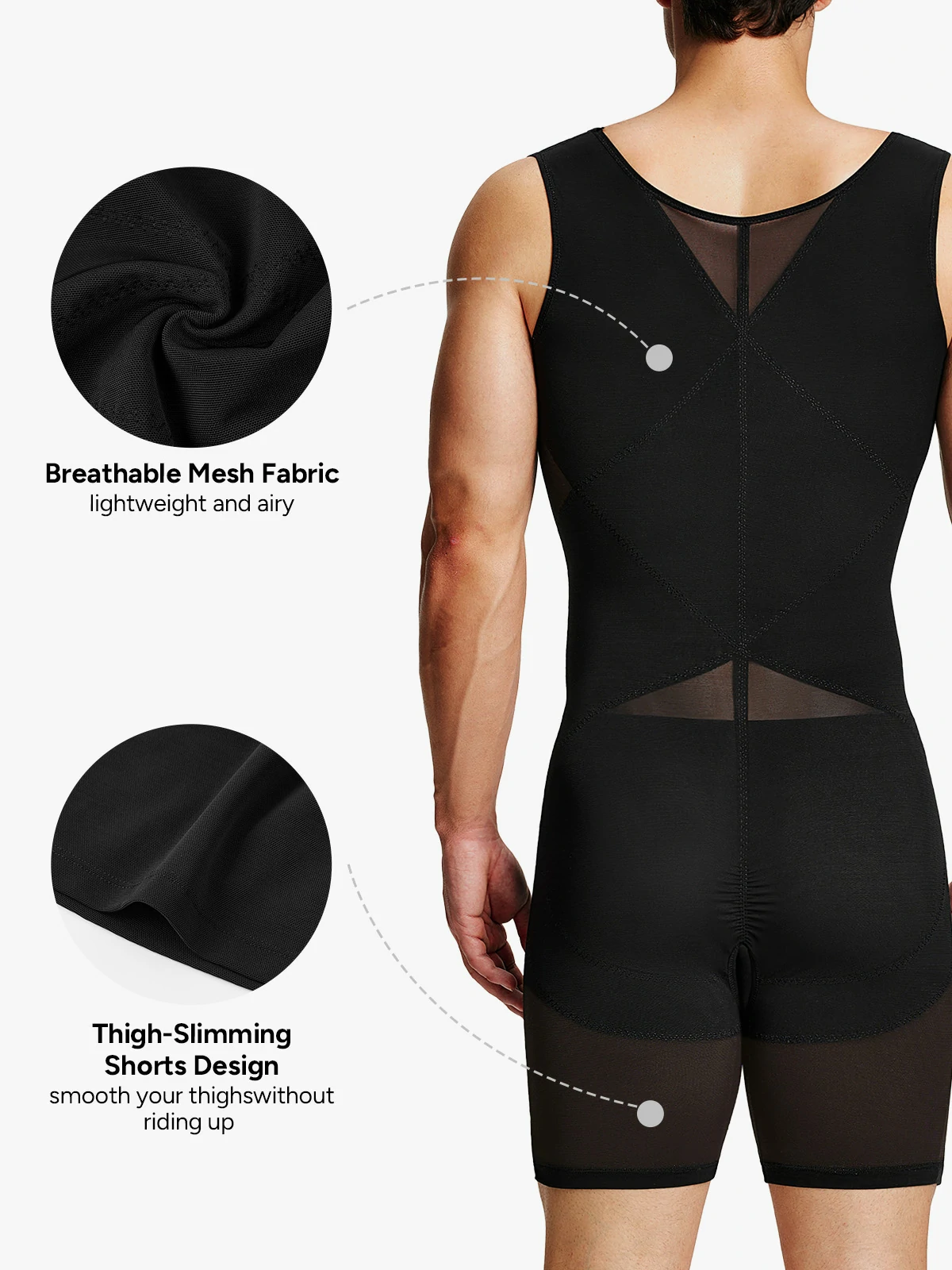 Men's Mesh Tummy Control Bodysuit