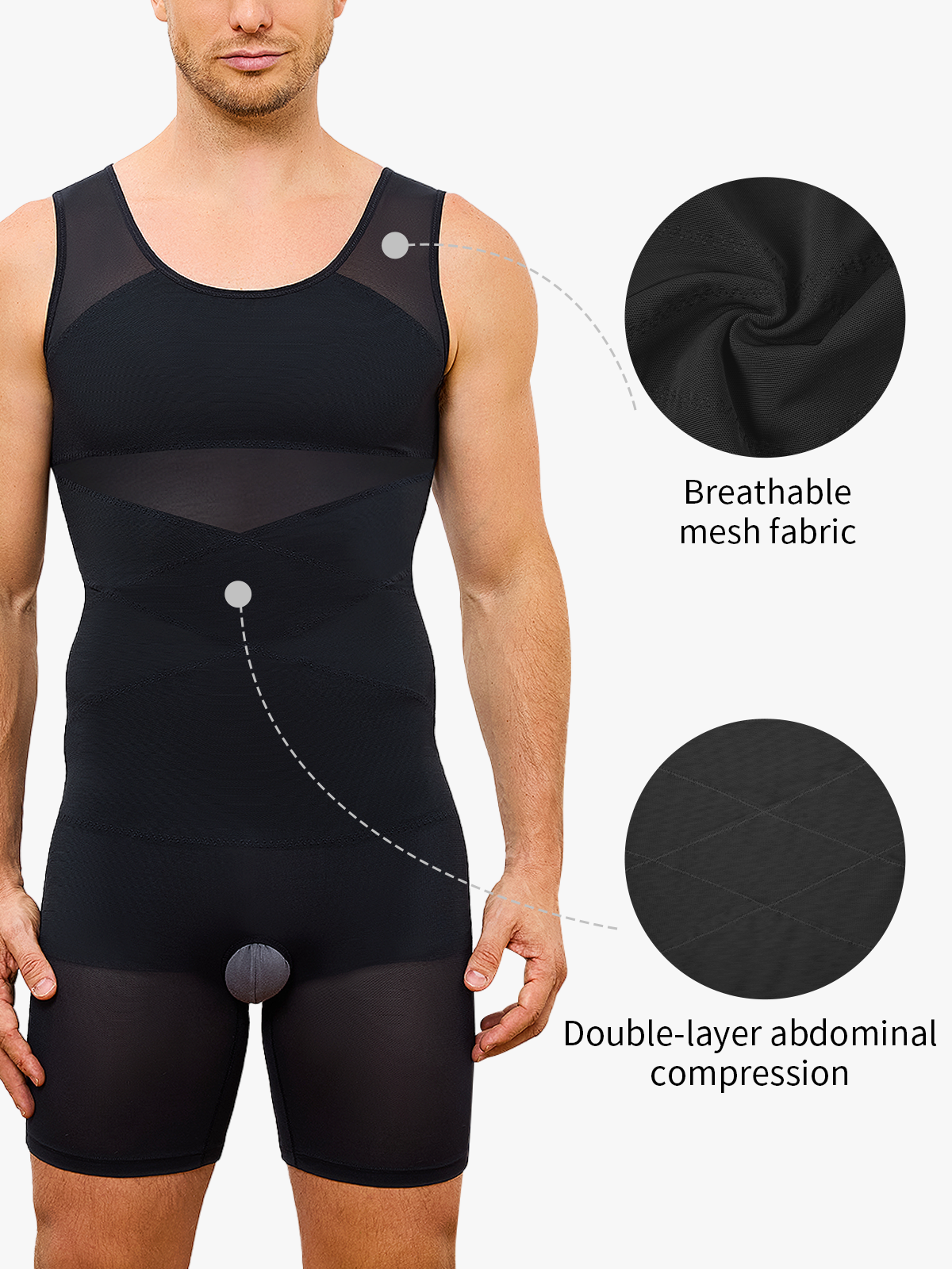 Mesh Tummy Control Crotch Opening Workout Shapewear Bodysuit-Nebility