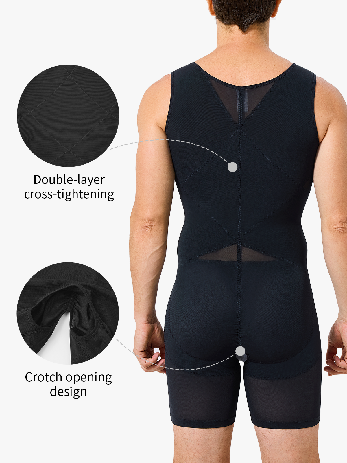 Mesh Tummy Control Crotch Opening Workout Shapewear Bodysuit-Nebility