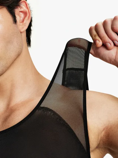 Men's Mesh Tummy Control Bodysuit
