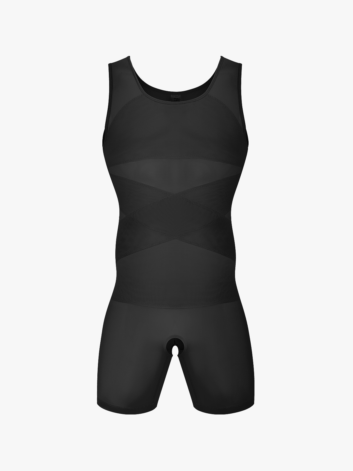 Mesh Tummy Control Crotch Opening Workout Shapewear Bodysuit-Nebility
