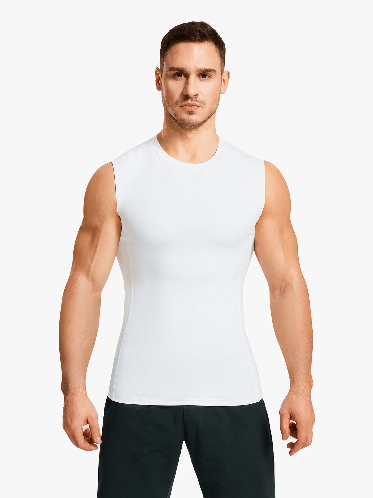 Tummy Control Crew Neck Sleeveless Compression Shapewear Shirt-Nebility