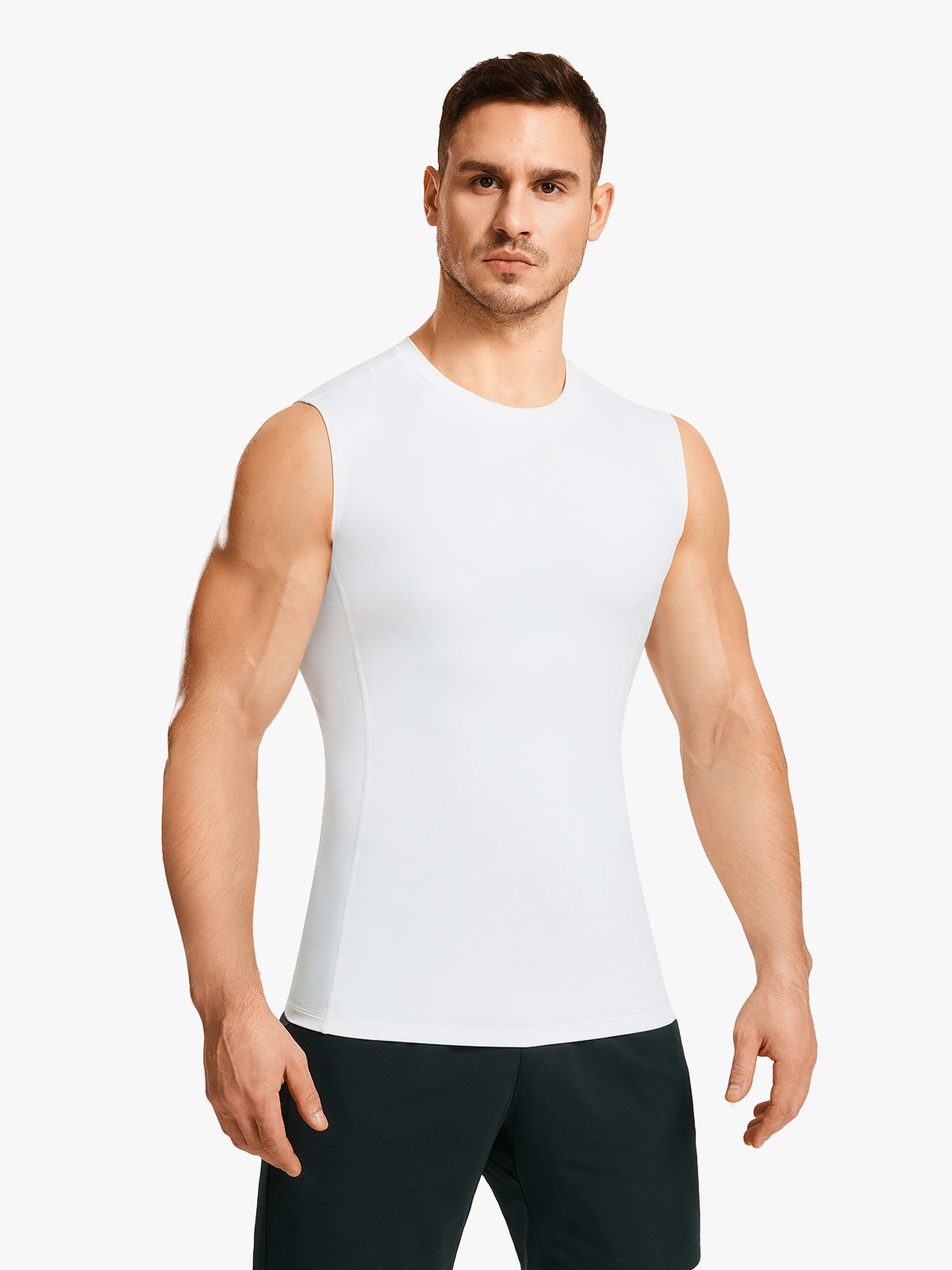 Tummy Control Crew Neck Sleeveless Compression Shapewear Shirt-Nebility