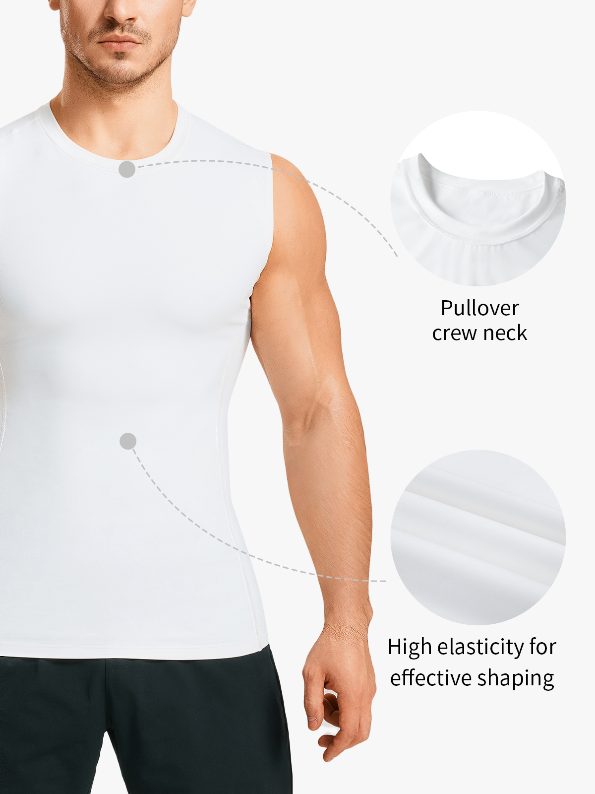 Tummy Control Crew Neck Sleeveless Compression Shapewear Shirt-Nebility