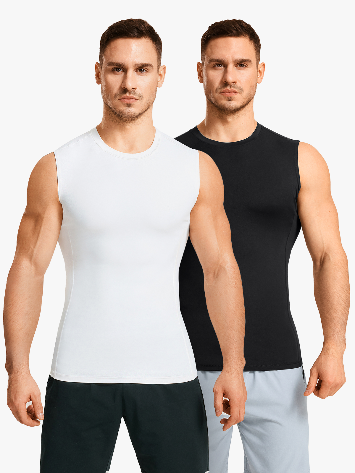 Tummy Control Crew Neck Sleeveless Compression Shapewear Shirt-Nebility