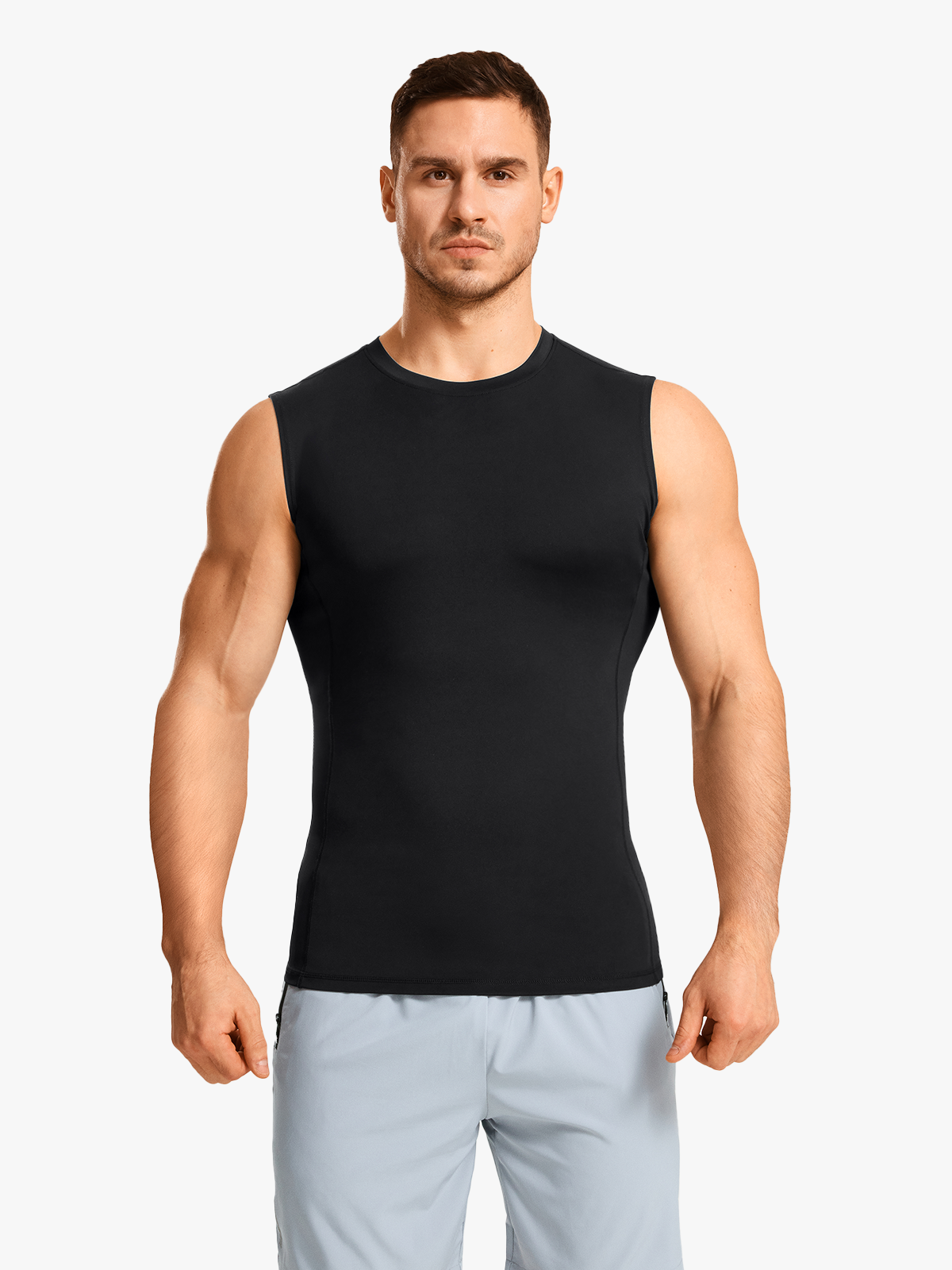Tummy Control Crew Neck Sleeveless Compression Shapewear Shirt-Nebility