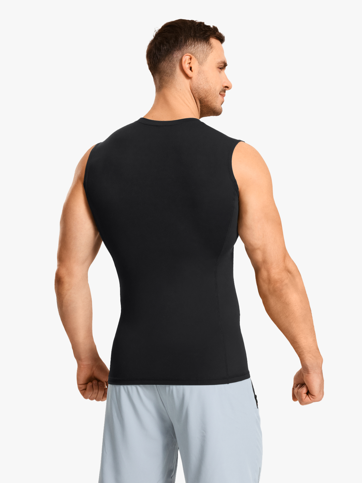 Tummy Control Crew Neck Sleeveless Compression Shapewear Shirt-Nebility