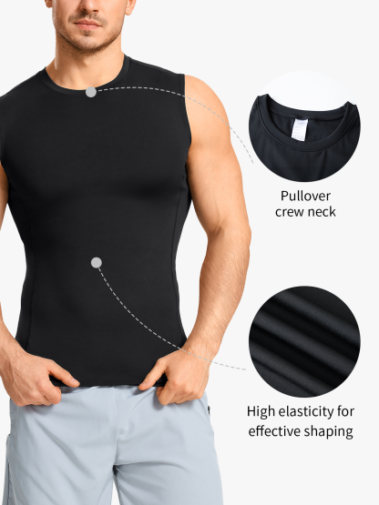 Tummy Control Crew Neck Sleeveless Compression Shapewear Shirt-Nebility