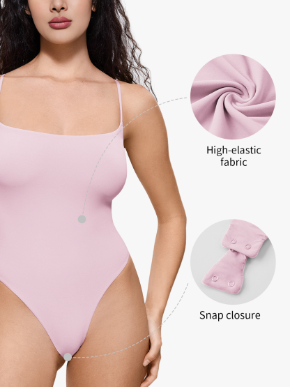 Seamless Comfort Crotch Open Cami Thong Bodysuit