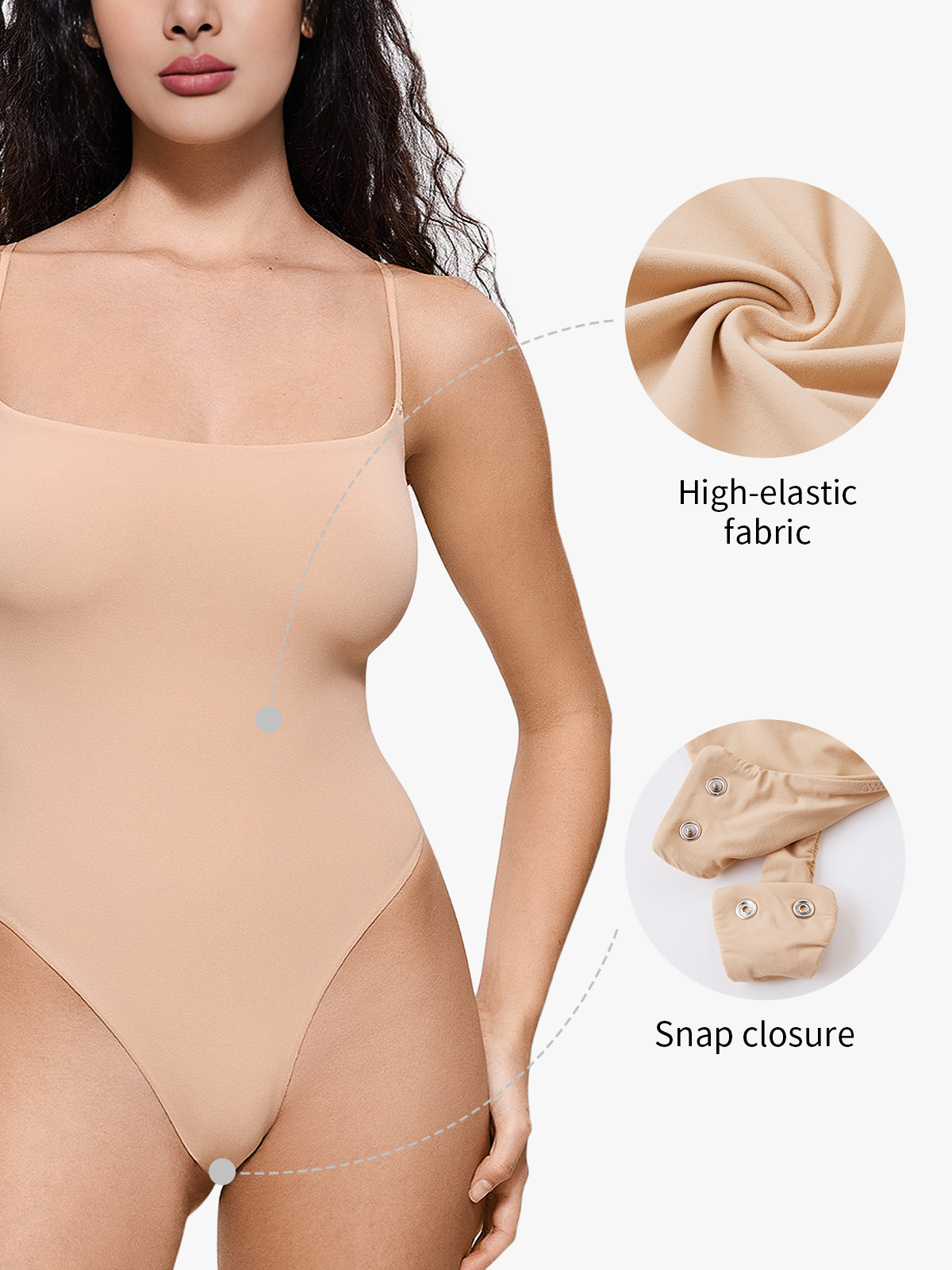 Seamless Comfort Crotch Open Cami Thong Bodysuit
