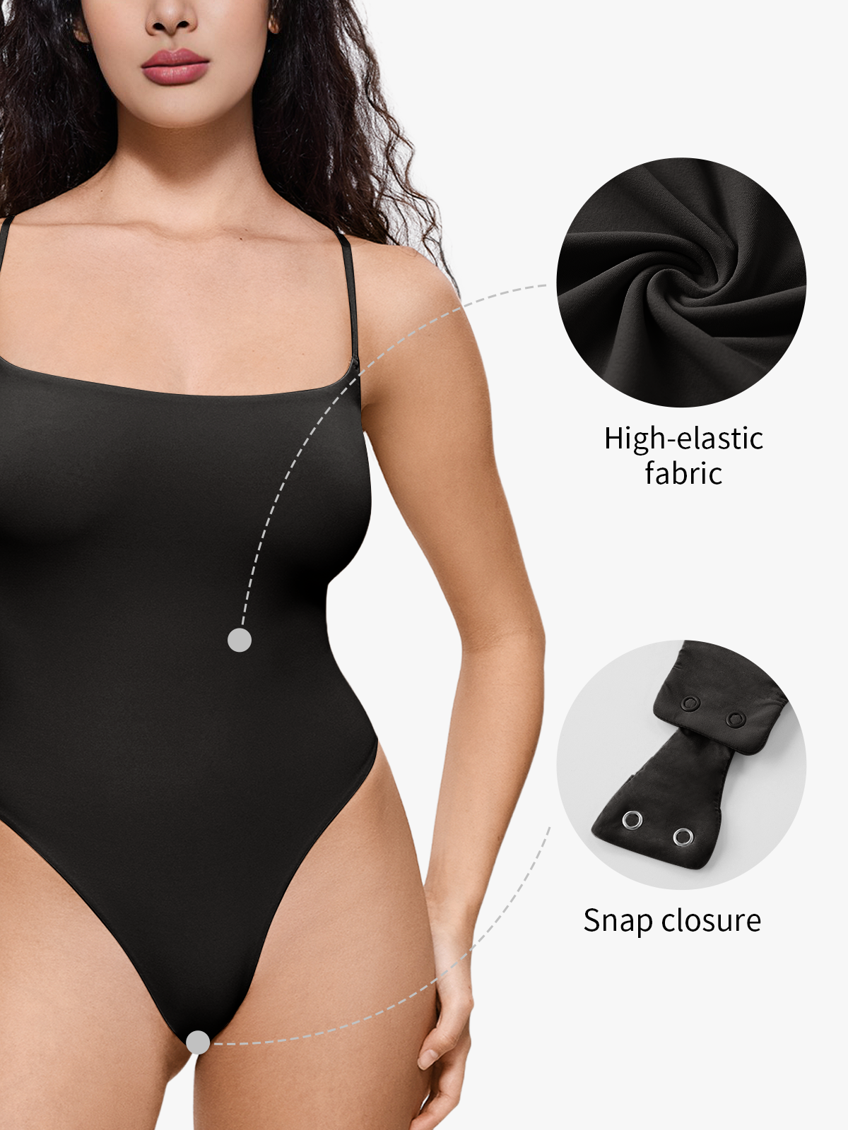 Seamless Comfort Crotch Open Cami Thong Bodysuit