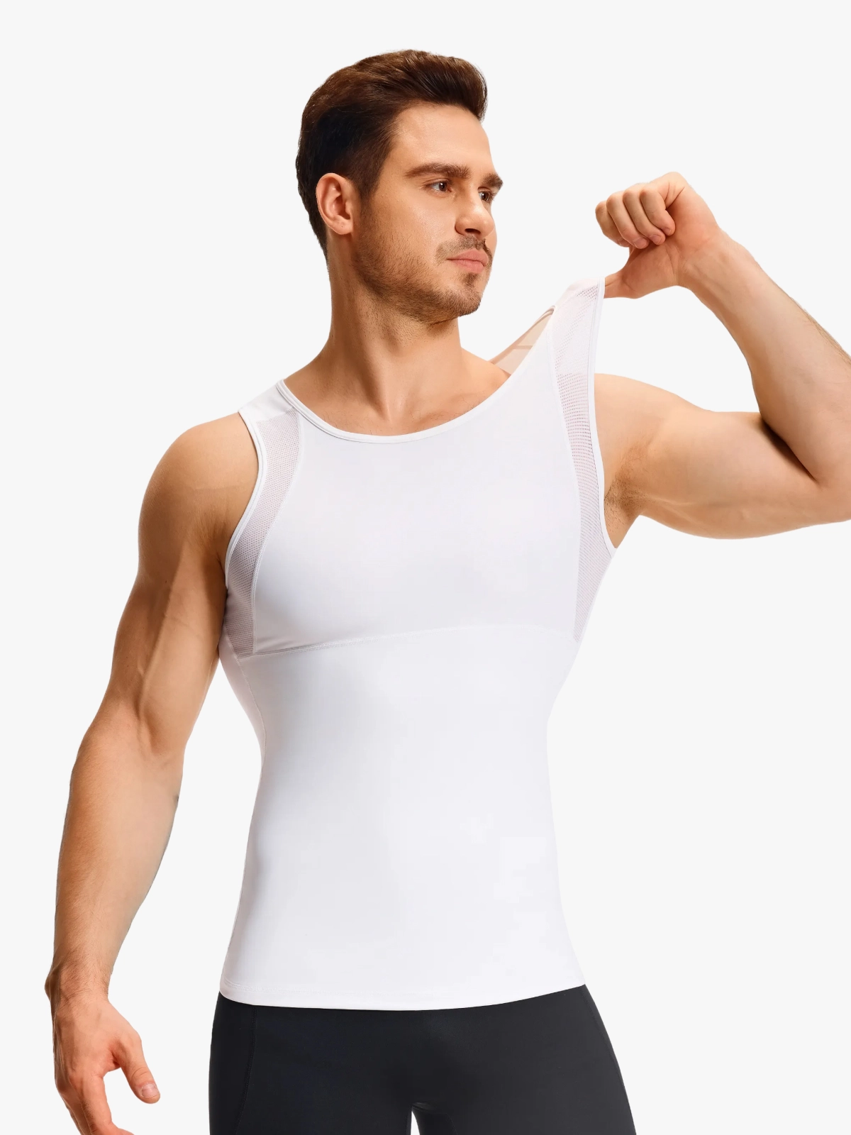 Sleeveless Mesh Compression Shirt Slim Fit Tank Top For Men