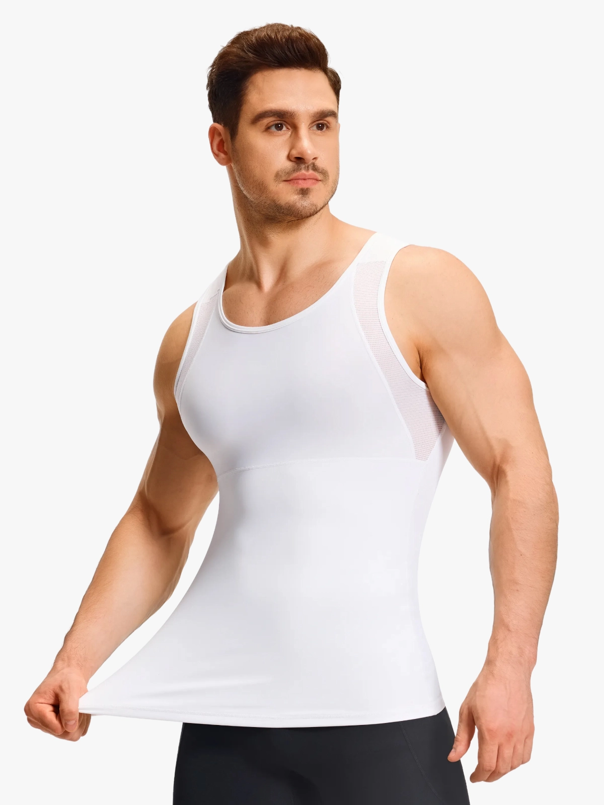 Sleeveless Mesh Compression Shirt Slim Fit Tank Top For Men