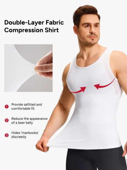 Sleeveless Mesh Compression Shirt Slim Fit Tank Top For Men