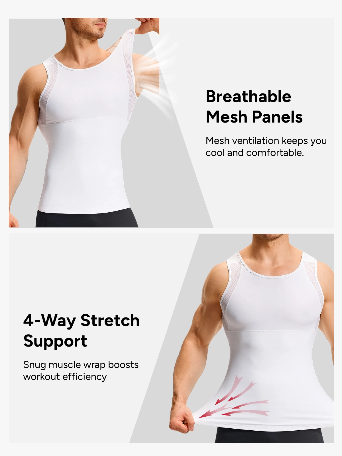 Sleeveless Mesh Compression Shirt Slim Fit Tank Top For Men