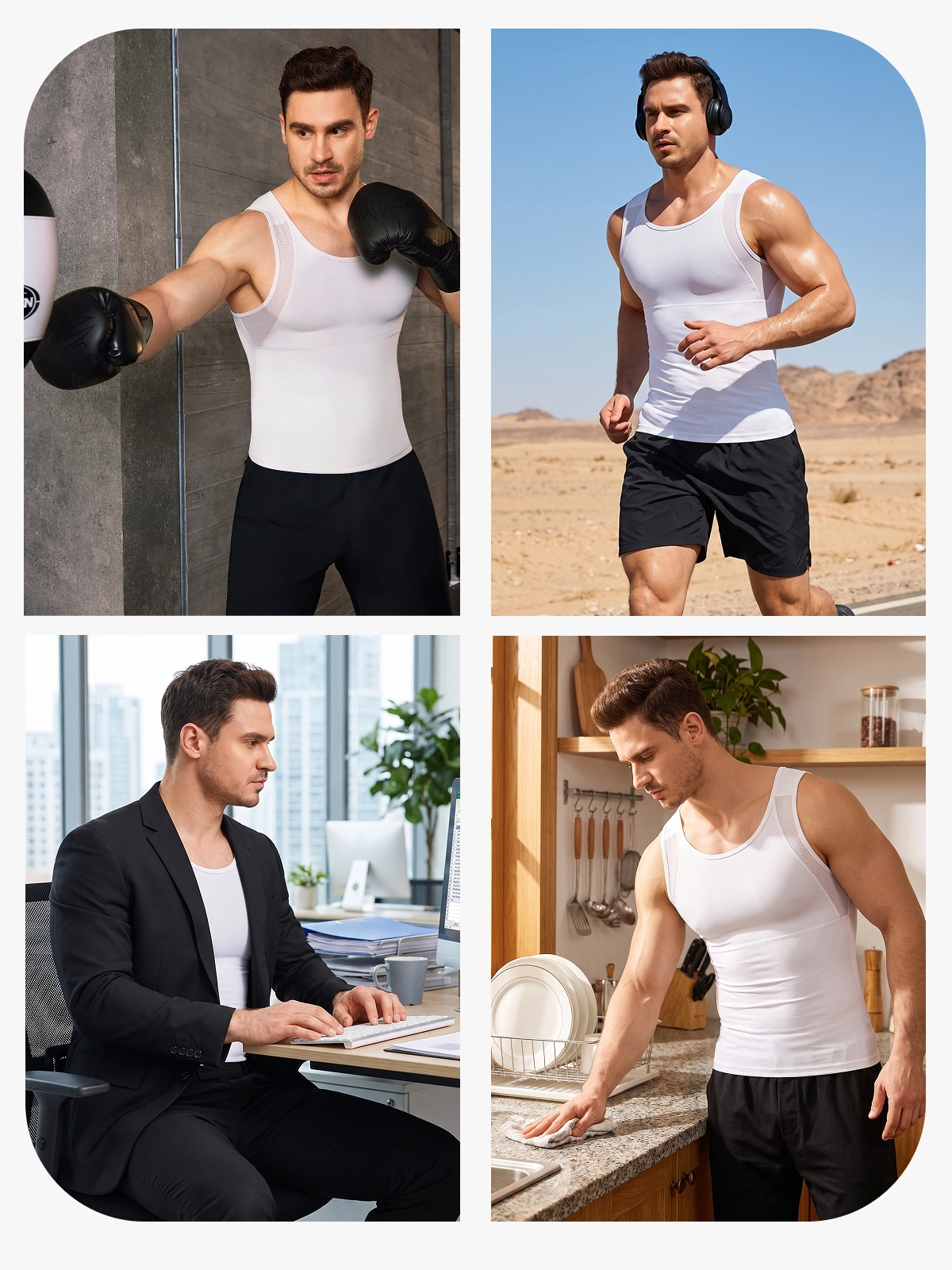 Sleeveless Mesh Compression Shirt Slim Fit Tank Top For Men