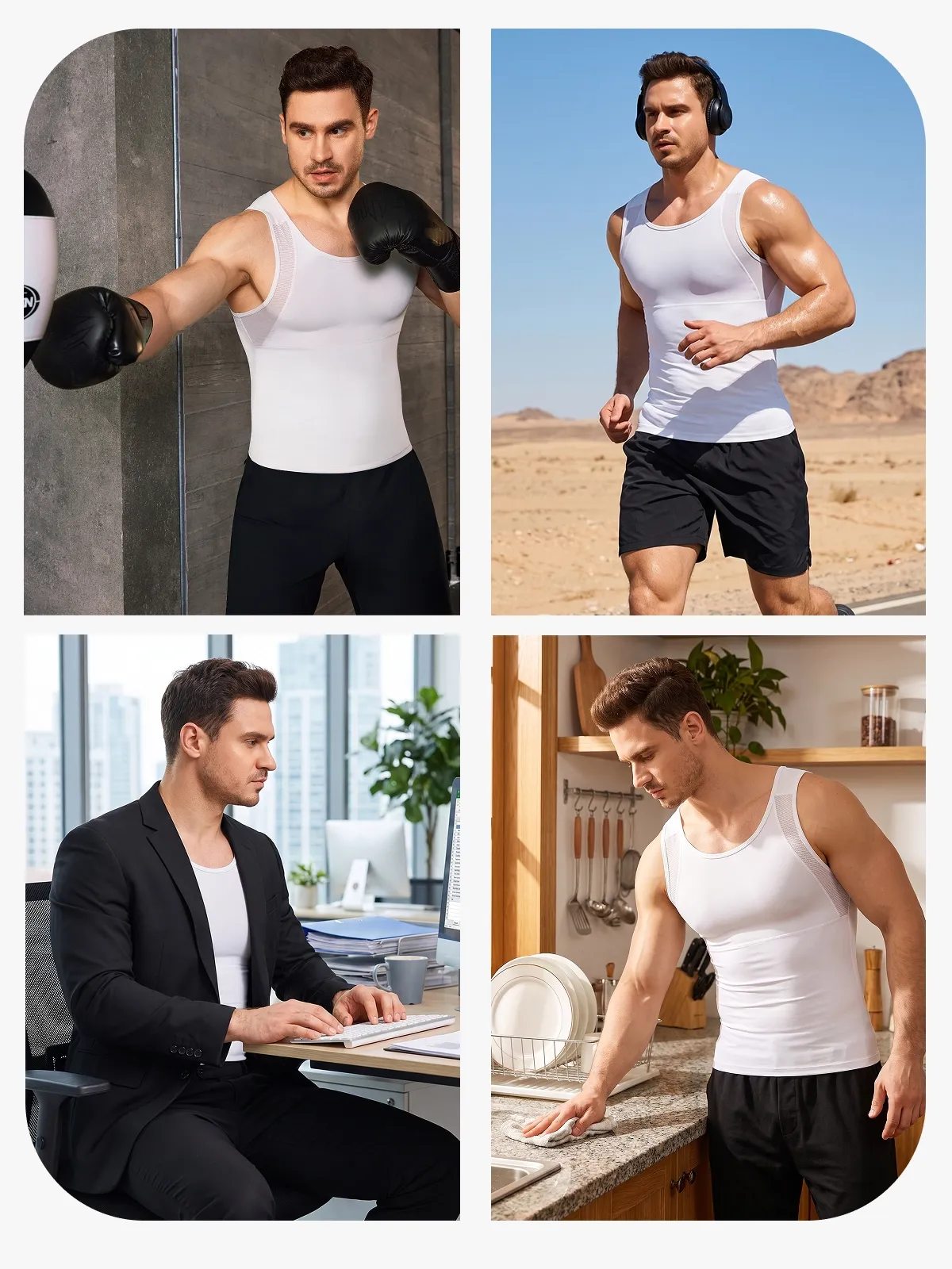 Sleeveless Mesh Compression Shirt Slim Fit Tank Top For Men