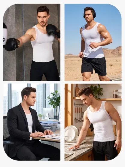 Sleeveless Mesh Compression Shirt Slim Fit Tank Top For Men