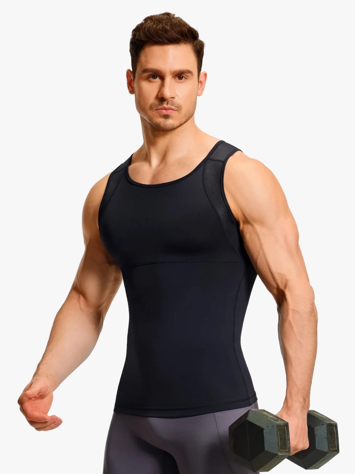 Sleeveless Mesh Compression Shirt Slim Fit Tank Top For Men