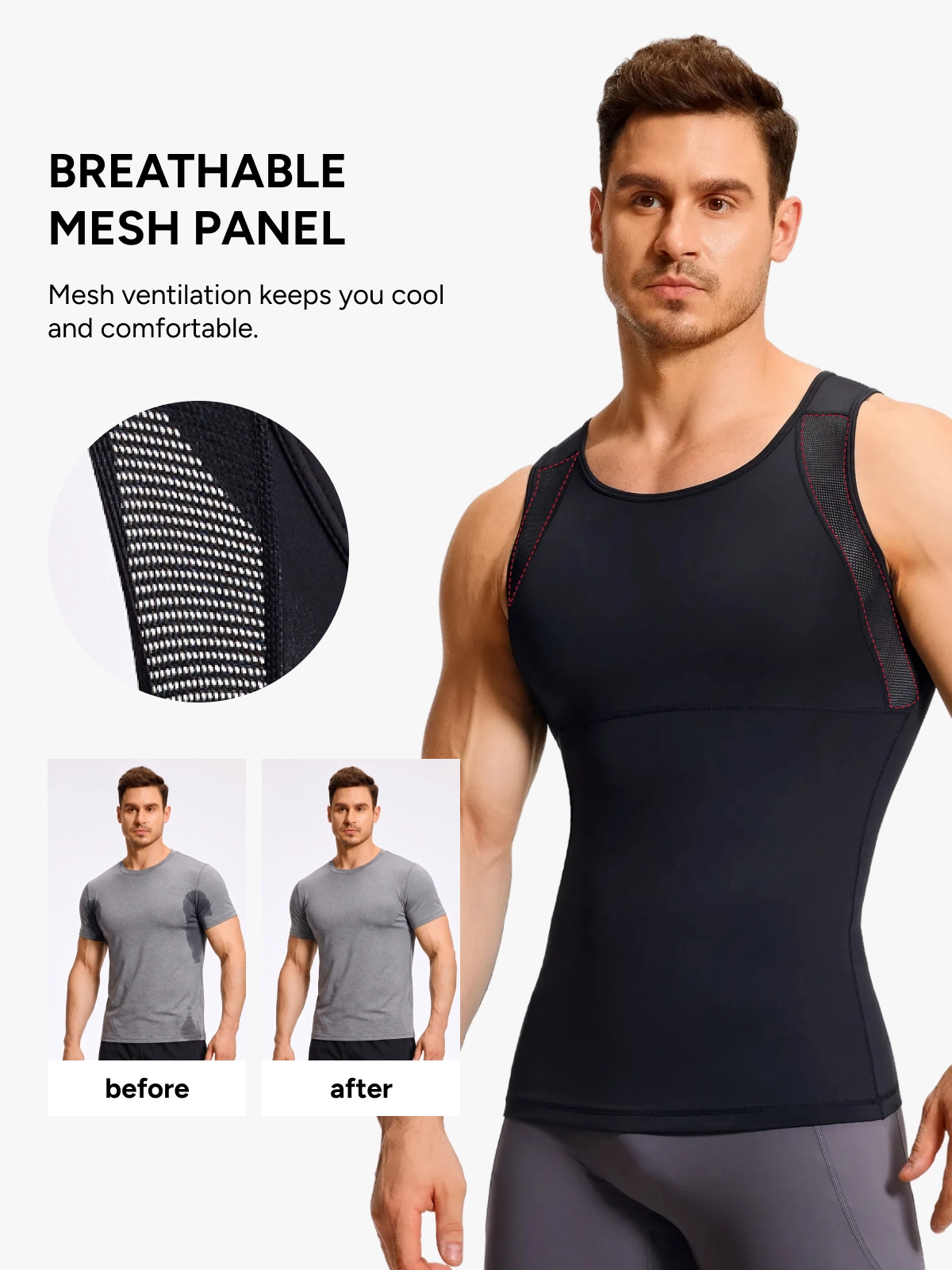 Sleeveless Mesh Compression Shirt Slim Fit Tank Top For Men