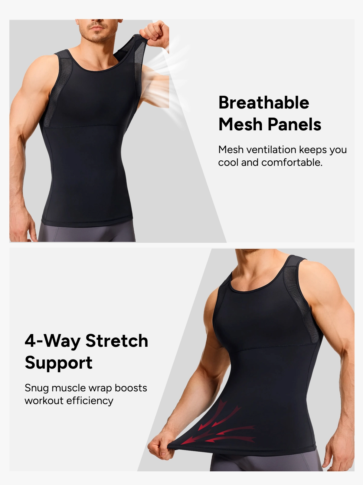 Sleeveless Mesh Compression Shirt Slim Fit Tank Top For Men