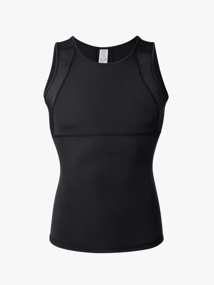 Sleeveless Mesh Compression Shirt Slim Fit Tank Top For Men