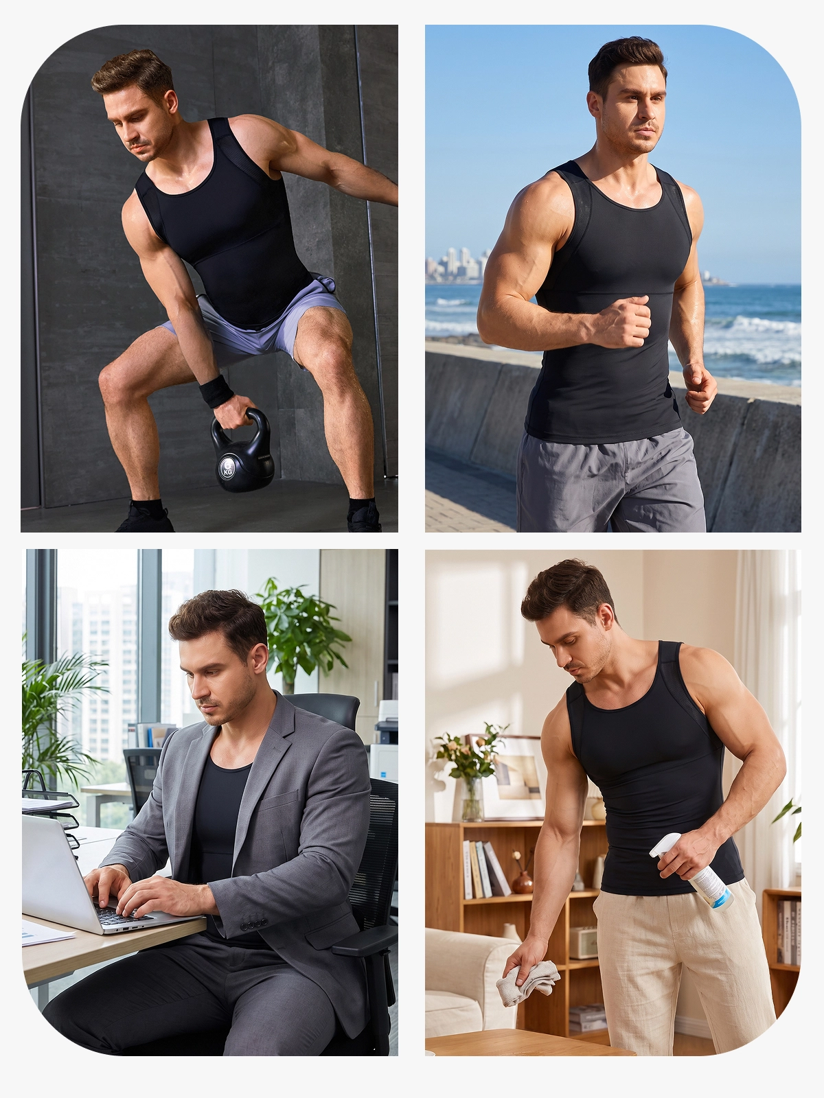 Sleeveless Mesh Compression Shirt Slim Fit Tank Top For Men