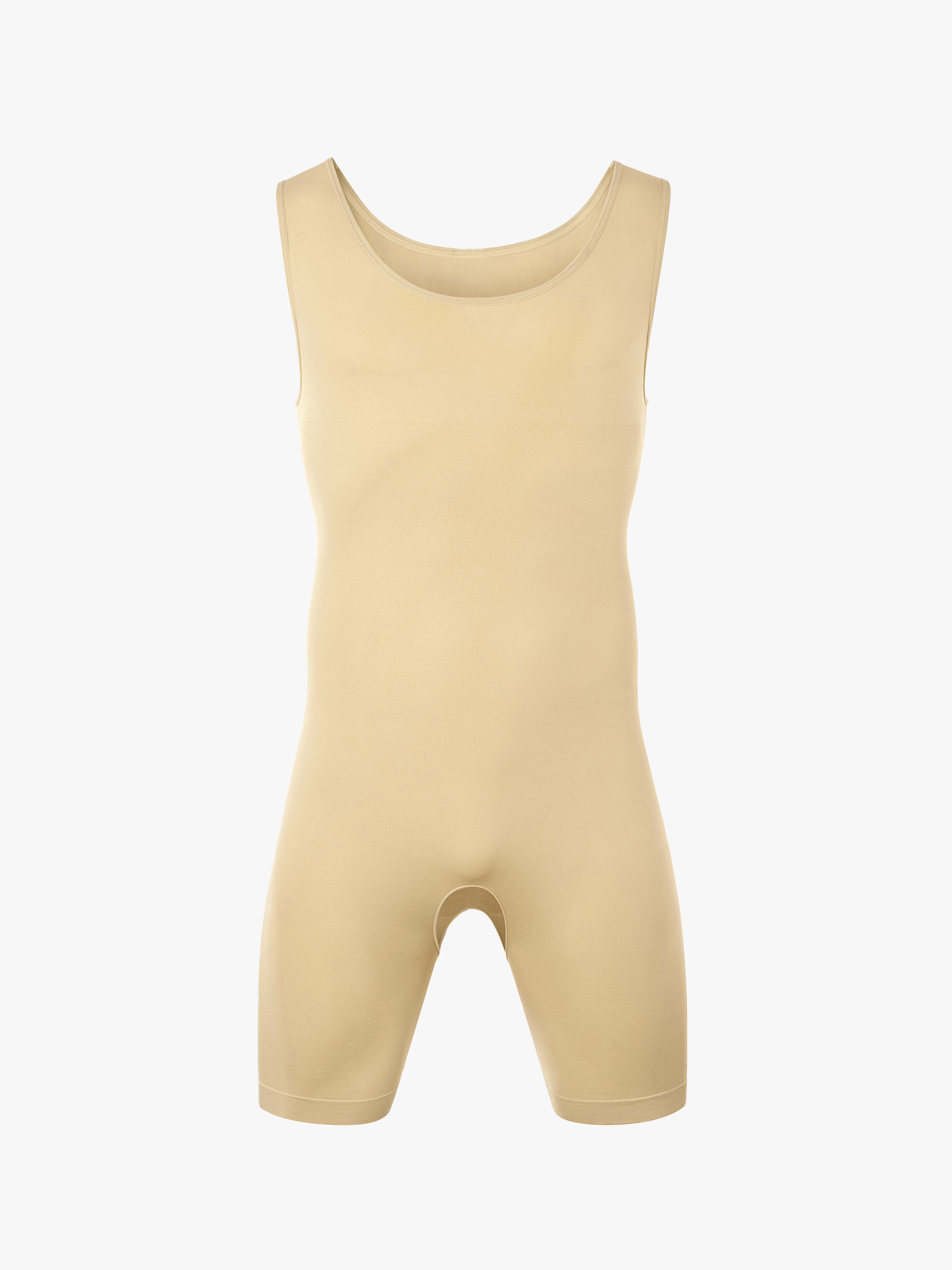 U-Neck Compression Crotch Opening Shapewear Boxer Bodysuit