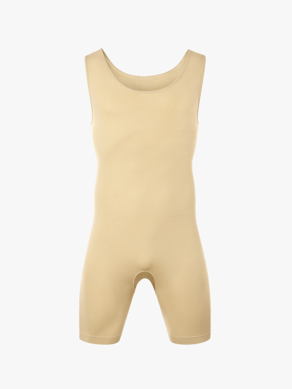 U-Neck Compression Crotch Opening Shapewear Boxer Bodysuit