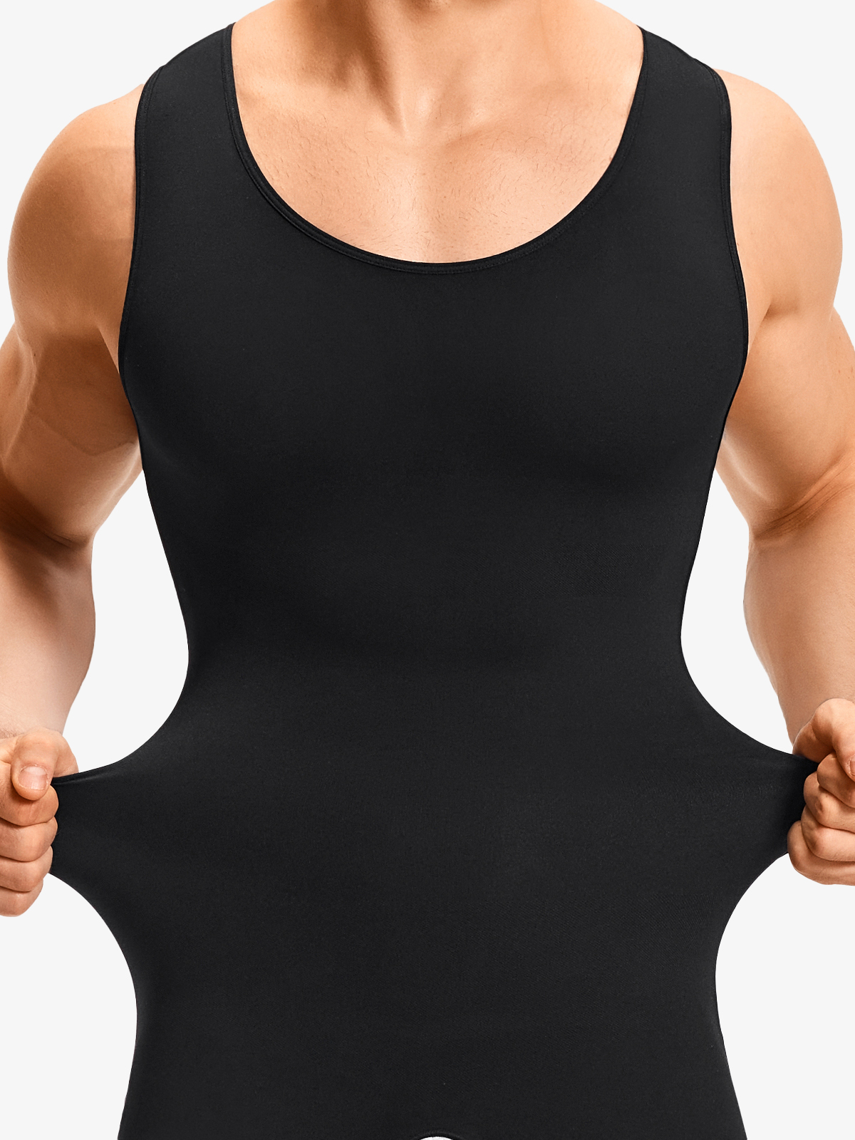 U-Neck Compression Crotch Opening Shapewear Boxer Bodysuit