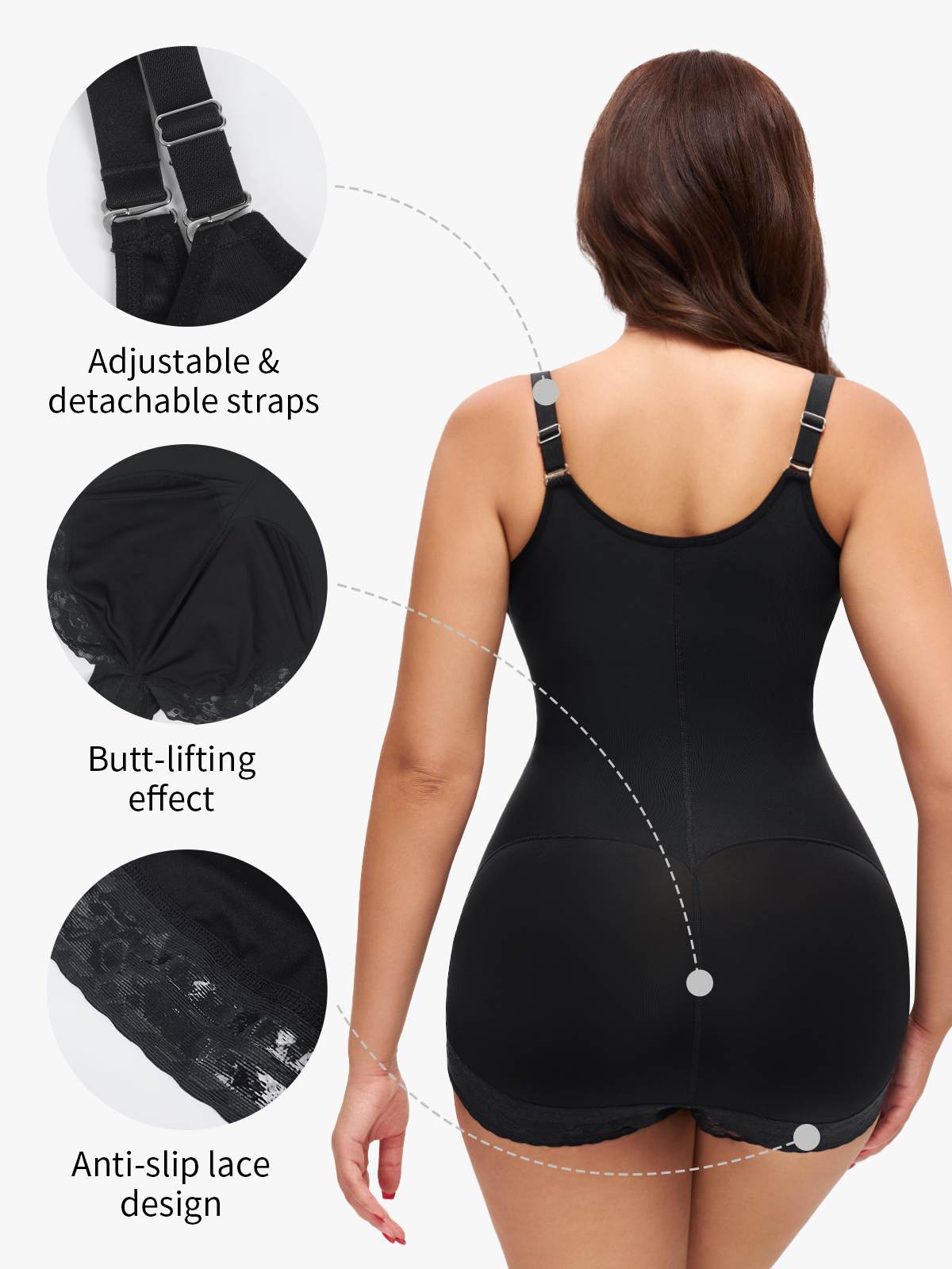 Open Bust Crotch Opening Lace Trimmed Shapewear Bodysuit