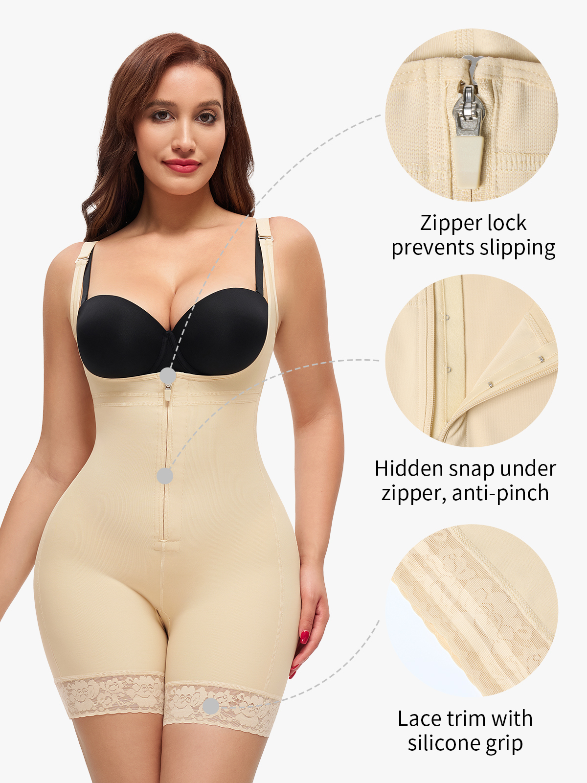 Open Bust Crotch Opening Mid Thigh Shapewear Bodysuit