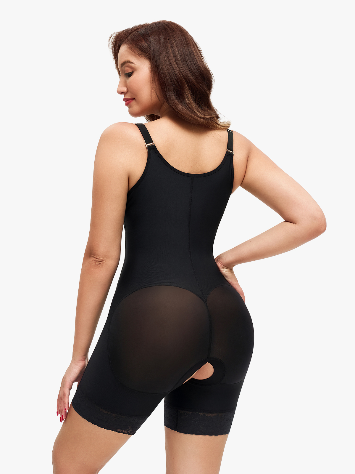 Open Bust Crotch Opening Mid Thigh Shapewear Bodysuit