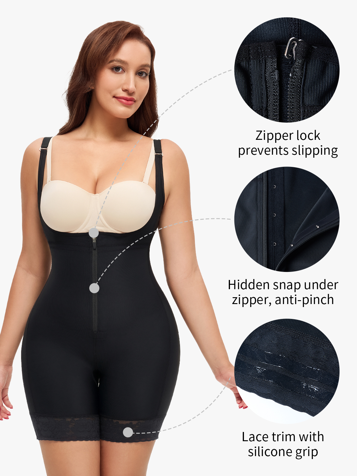 Open Bust Crotch Opening Mid Thigh Shapewear Bodysuit