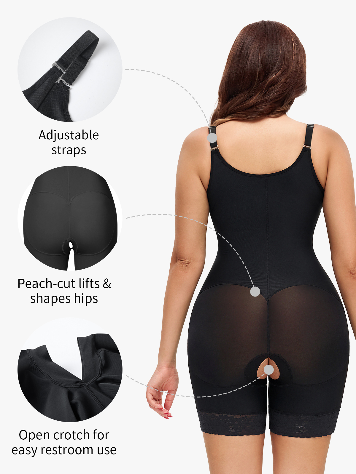 Open Bust Crotch Opening Mid Thigh Shapewear Bodysuit