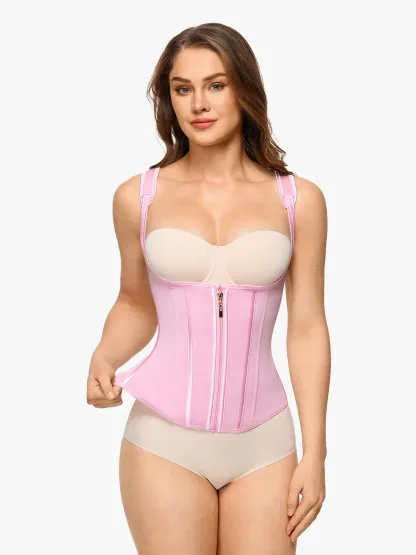 Open Bust Zipper Waist Trainer Vest
