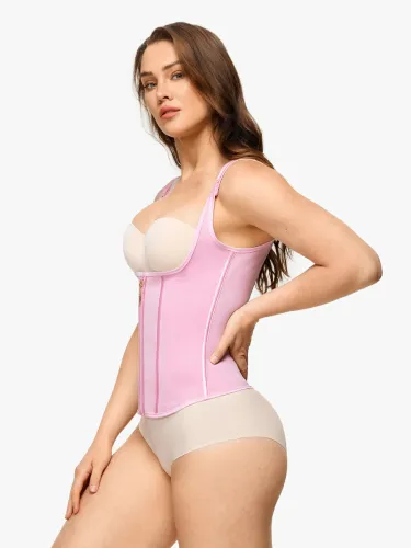 Open Bust Zipper Waist Trainer Vest