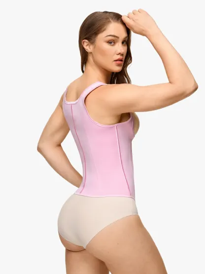 Open Bust Zipper Waist Trainer Vest