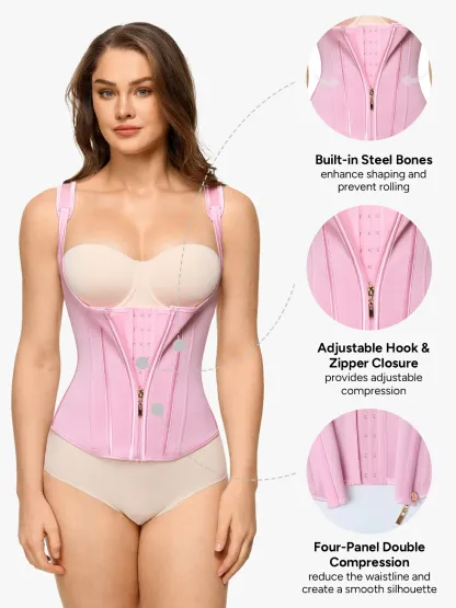 Open Bust Zipper Waist Trainer Vest