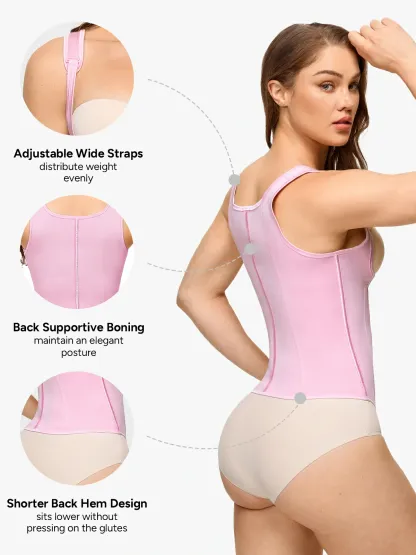 Open Bust Zipper Waist Trainer Vest
