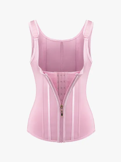 Open Bust Zipper Waist Trainer Vest