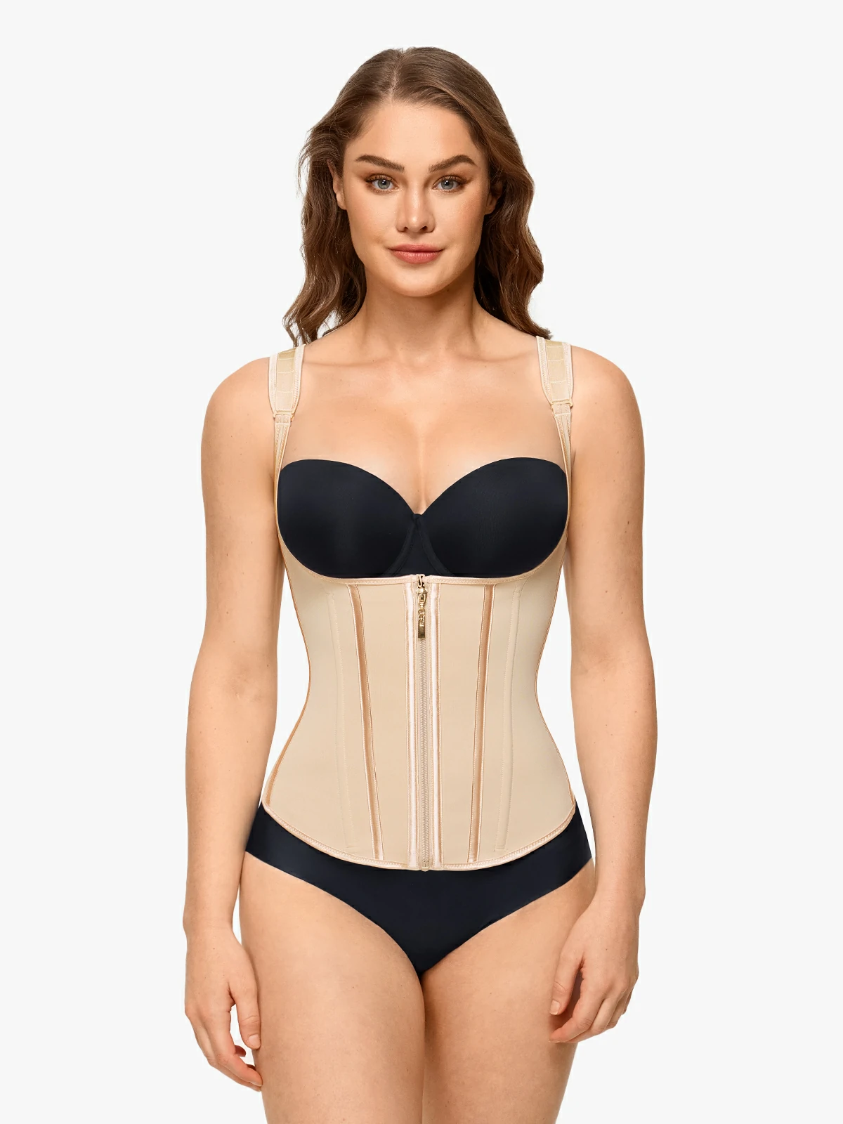 Open Bust Zipper Waist Trainer Vest